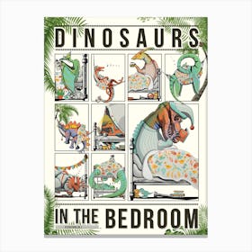 Dinosaurs In Bed Canvas Print