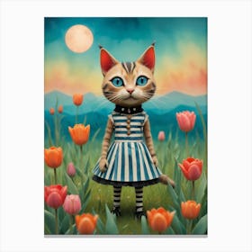 Cat in a dress 3 Canvas Print