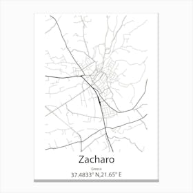 Zacharo,Greece Minimalist Map Canvas Print