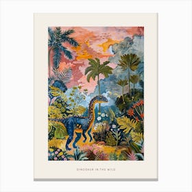 Colourful Dinosaur In The Wild Painting 4 Poster Canvas Print