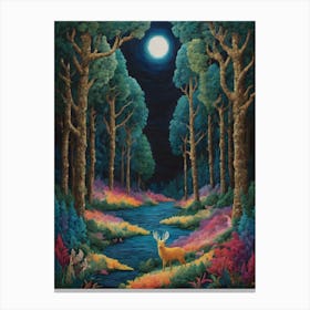 Moonlight In The Forest Canvas Print