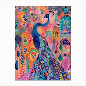 Peacock Swirl Colourful Pattern Canvas Print