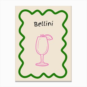 Bellini Doodle Poster Green & Pink Canvas Print