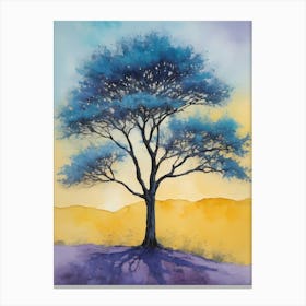 Painting Of A Tree, Yellow, Purple (9) Canvas Print