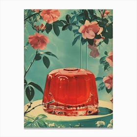 Red Retro Floral Jelly Collage Canvas Print