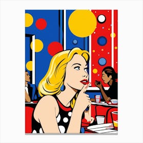 Pop Art Style Blonde Woman Thinking Canvas Print