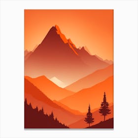 Misty Mountains Vertical Composition In Orange Tone 131 Canvas Print