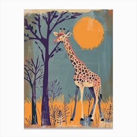 Giraffe In The Sun Storybook Watercolour Inspired 3 Canvas Print