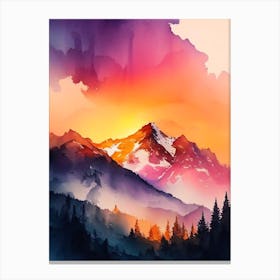 The Rocky Mountains Watercolour Canvas Print