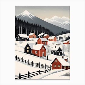 Scandinavian Village Scene Painting (6) Canvas Print
