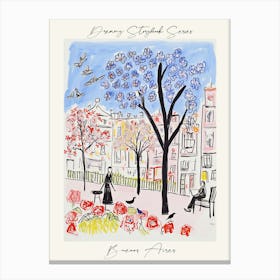 Poster Of Buenos Aires, Dreamy Storybook Illustration 2 Canvas Print