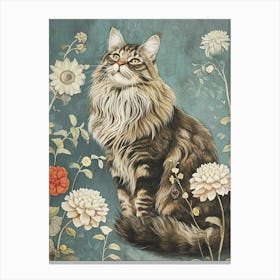 Maine Coon Cat Japanese Illustration 1 Canvas Print
