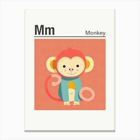 Animals Alphabet Monkey 3 Canvas Print