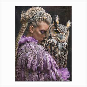 hugging the owl Canvas Print