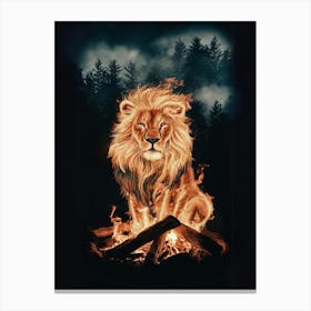 Lion On Fire Canvas Print