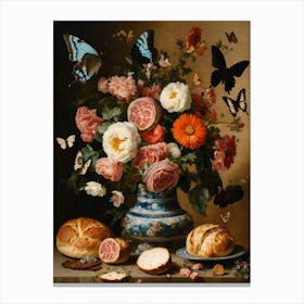 Still Life With Butterflies Canvas Print