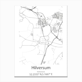 Hilversum,Netherlands Minimalist Map Canvas Print