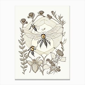 Forager Bees 3 William Morris Style Canvas Print