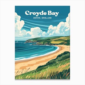 Croyde Bay Devon England Travel Art Illustration Canvas Print