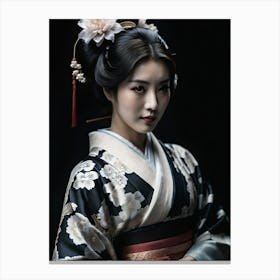 Geisha with black background Canvas Print