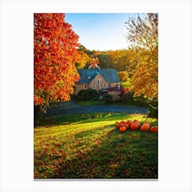 Autumnal Landscape Enhanced Saturation Leaves In Mid Fall Bright Sun Casting Dynamic Shadows Gli (5) Canvas Print