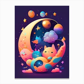 Cosmic Kawaii Kids Space Canvas Print