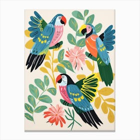 Folk Style Bird Painting Macaw 2 Canvas Print