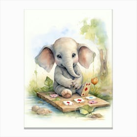 Elephant Painting Board Gaming Watercolour 2 Canvas Print