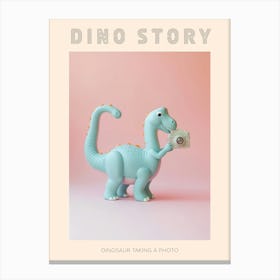 Pastel Toy Dinosaur Taking A Photo On An Analogue Camera 2 Poster Canvas Print