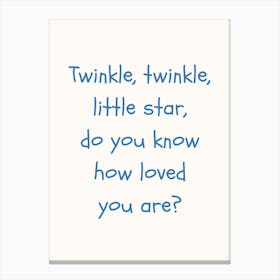 Twinkle Twinkle Blue Quote Poster Canvas Print