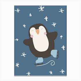 Penguin Skating Canvas Print