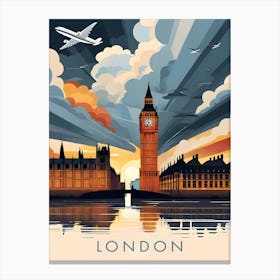 London England Retro Travel Canvas Print