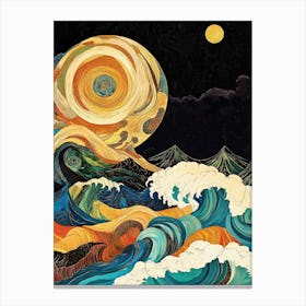 'The Moon And Waves' Leinwandbild