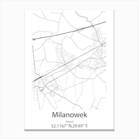 Milanowek,Poland Minimalist Map Canvas Print