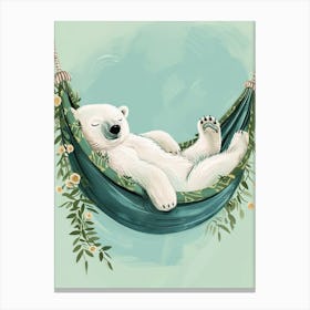 Polar Bear Napping In A Hammock Storybook Illustration 1 Canvas Print