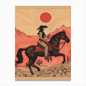 Cowgirl Riding A Horse In The Desert 4 Canvas Print