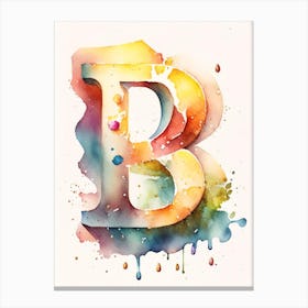 B  Letter, Alphabet Storybook Watercolour 1 Canvas Print