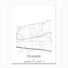 Ficarazzi,Italy Minimalist Map Canvas Print