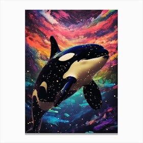 Orca Whale Space Collage 1 Canvas Print