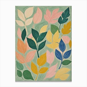 Whimsical Pastel Leaves no1 Canvas Print