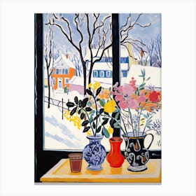 The Windowsill Of Moscow   Russia Snow Inspired By Matisse 3 Canvas Print