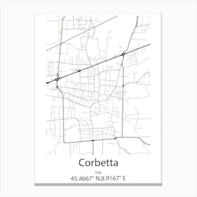 Corbetta,Italy Minimalist Map Stampe su tela