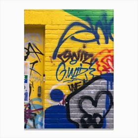 Yellow Graffiti Brickwall Canvas Print