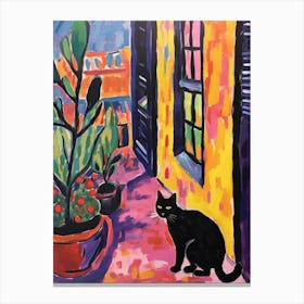 Painting Of A Cat In Montepulciano Italy 1 Canvas Print