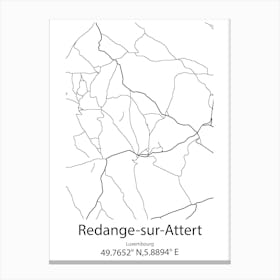 Redange Sur Attert,Luxembourg Minimalist Map Canvas Print