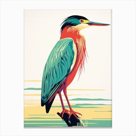 Andy Warhol Style Bird Green Heron 1 Canvas Print