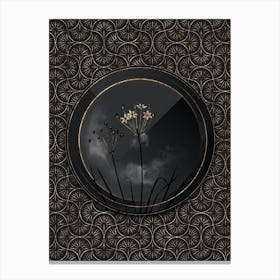Shadowy Vintage Allium Straitum Botanical in Black and Gold n.0113 Canvas Print