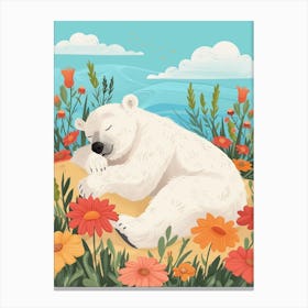 Polar Bear Relaxing In A Hot Spring Storybook Illustration 4 Canvas Print