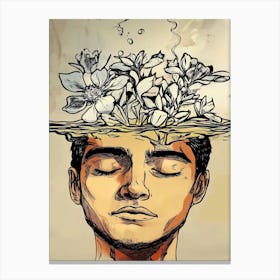 Man With Flowers In His Head 1 Canvas Print