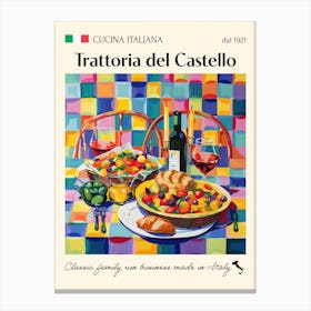 Trattoria Del Castello Trattoria Italian Poster Food Kitchen Canvas Print
